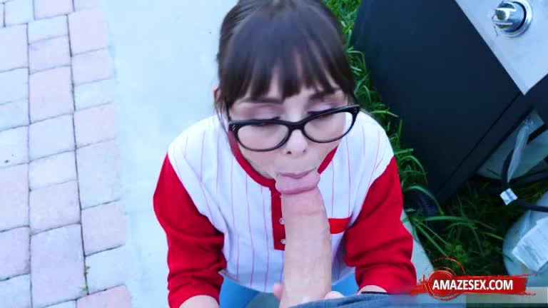 Cute Babysitter Giving a Blowjob