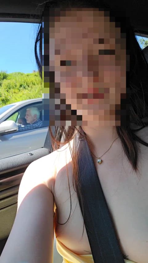 Caught by the old man in the car next to her by u/FluidMathematician18