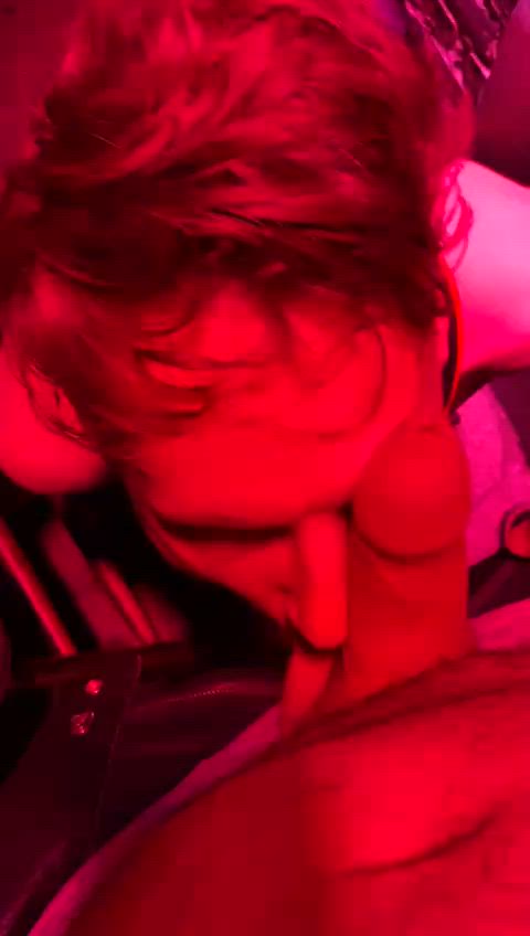 Sucking stranger cock in a club