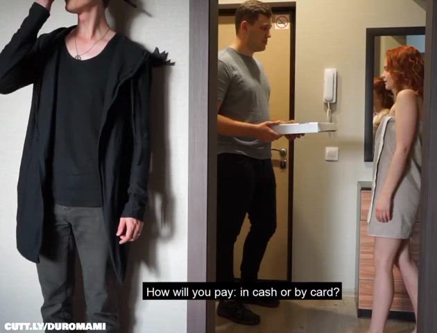 Bouncing Tits Cuckold Delivery Exposed Freeuse Hotwife Redhead Standing Doggy Stranger r/ExposedToStrangers Porn GIF by duromami
