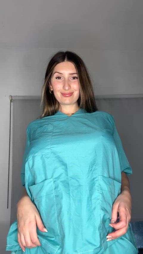I have big and veiny titties under my scrubs