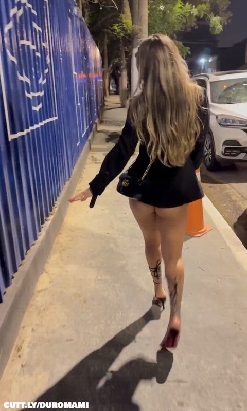 Amateur Big Ass Brazilian High Heels Hotwife Thong Upskirt Walking Porn GIF by duromami