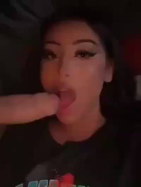 Amateur Big Dick Blowjob Brunette Deepthroat Face Fuck Homemade Latina POV Throat Fuck Porn GIF by populardick