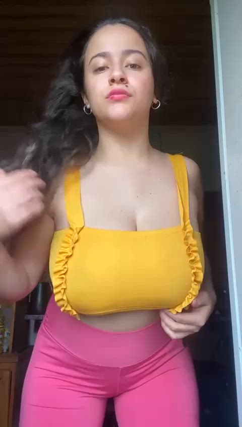 I squeeze my tits, then you lick them, agreed?