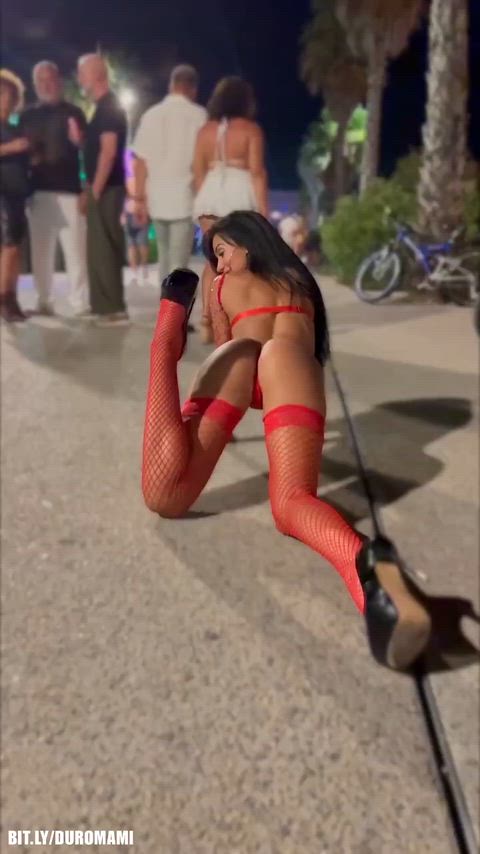 Amateur Brunette Exhibitionist High Heels Hotwife Lingerie Long Legs Public Slut Walking Porn GIF by duromami