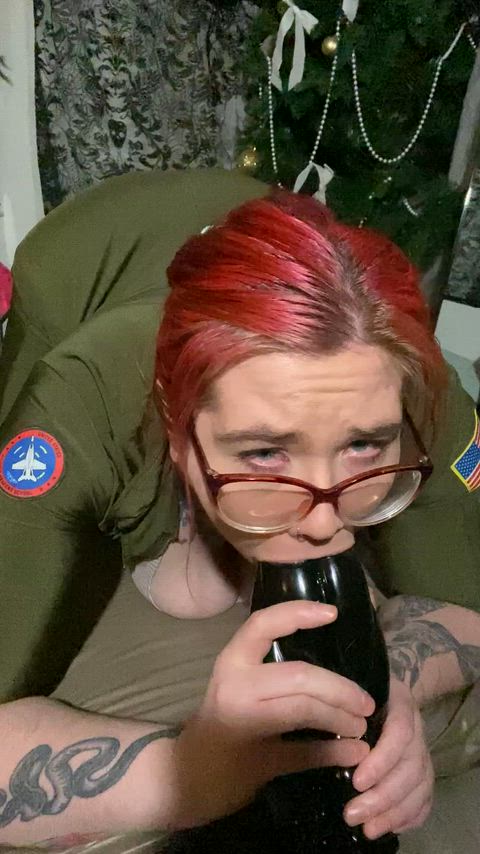 Stuffing my pretty throat getting it nice and wet