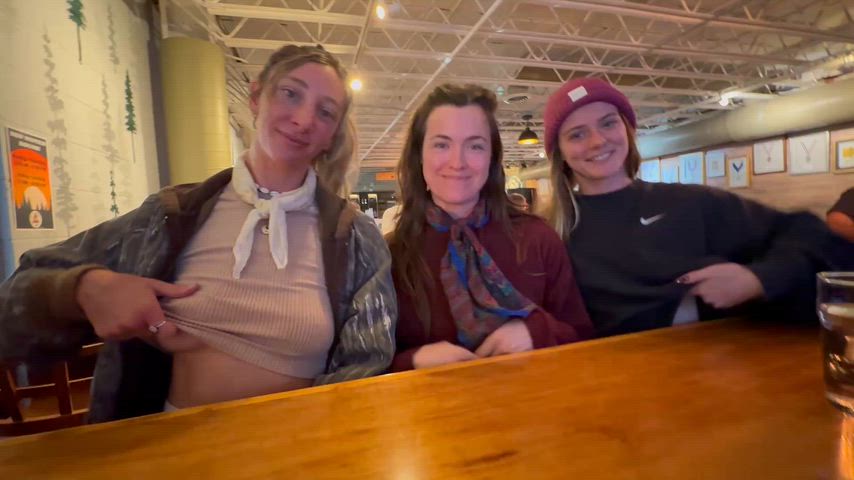 Dared to (f)lash our titties for a free beer