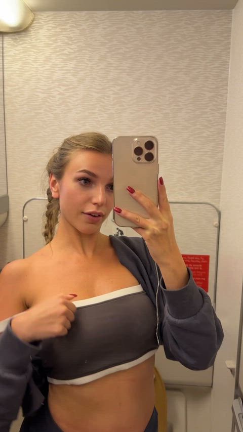 Airplane Big Tits Boobs Bouncing Tits Cute Natural Tits OnlyFans Public Reveal Teen Porn GIF by sandra_hot