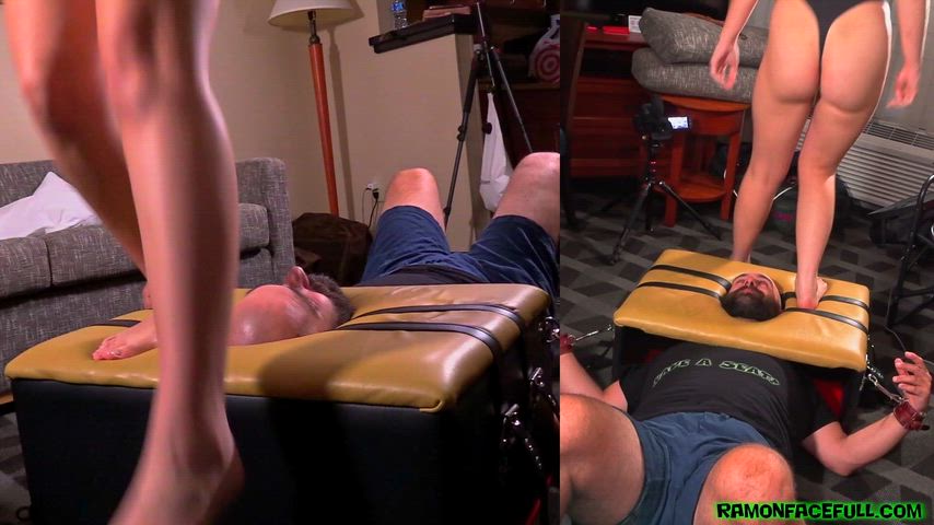 Fae D'Cay and Eliza find Ramon all locked up in the Smother Box. Where he BELONGS! And NOW he belongs under their sweaty asses and feet with NO chance of escape 😈 Now at ramonfacefull.com thumbnail