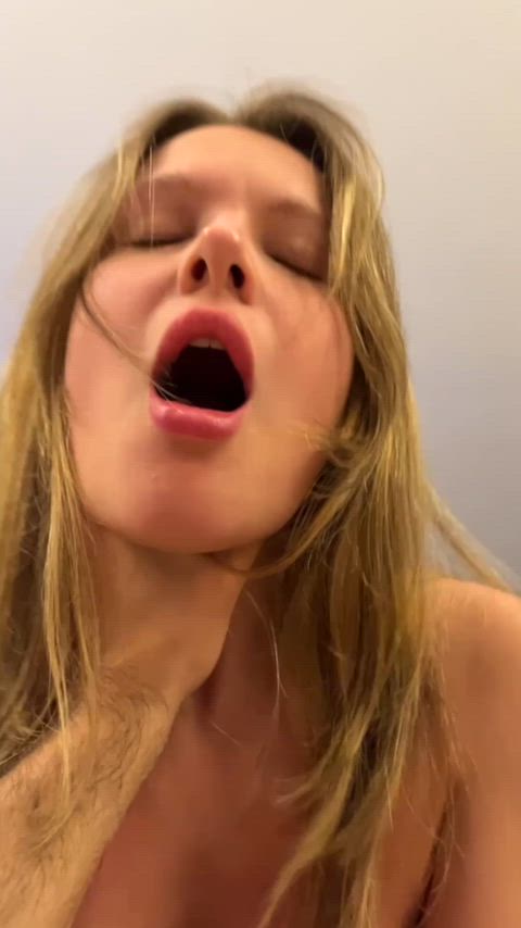 Amateur Big Tits Choking Cowgirl Cute Natural Tits Riding Rough Sex Tits Porn GIF by immaybee3000