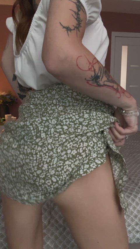 Upskirt thong view from below