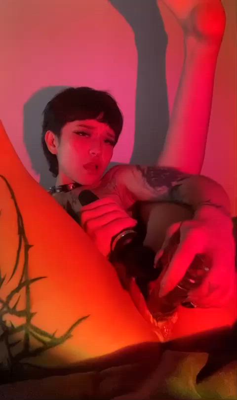 Amateur Dildo Goth Homemade Lesbian Masturbating Petite Solo Teen Vibrator Porn GIF by populardick