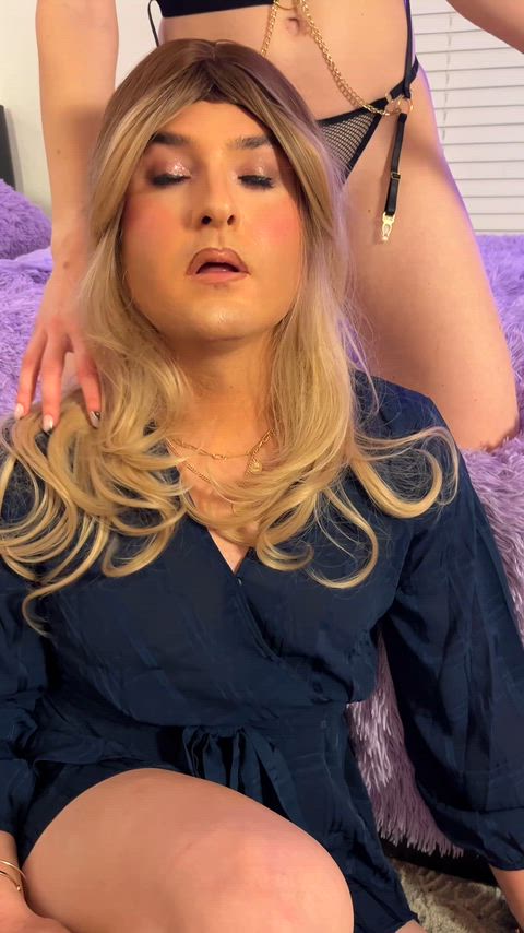 I've been training my sissy to take real cock. Think she's ready?