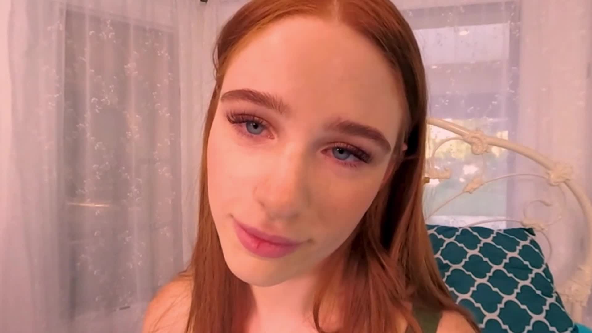 Red haired blue eyed beauty
