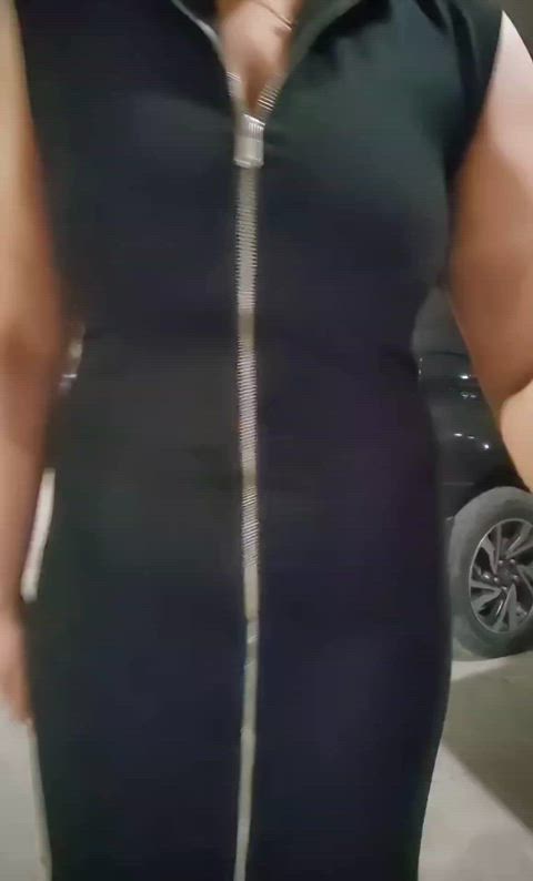That zip sound hits different when it ends with a tit slap and some bounce 😈