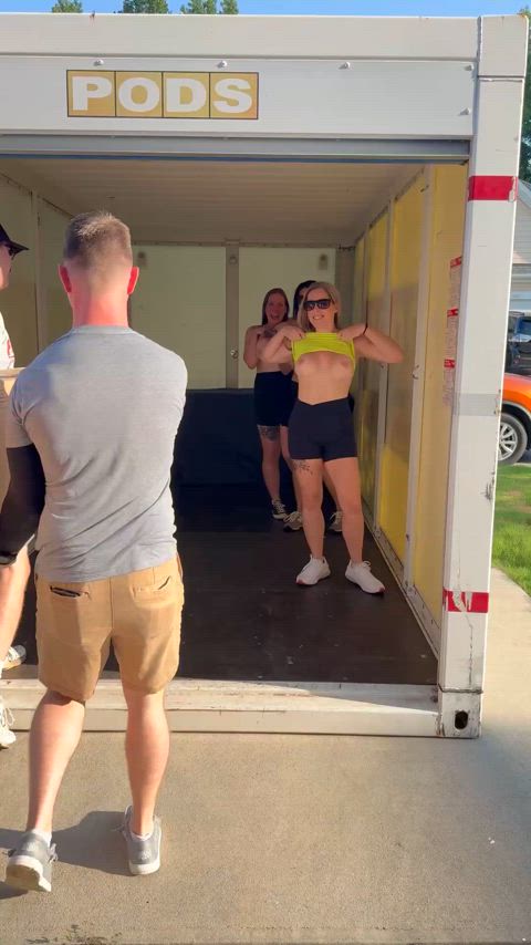 Teasing guys while they help me pack and move! Wonder if the neighbors saw anything!