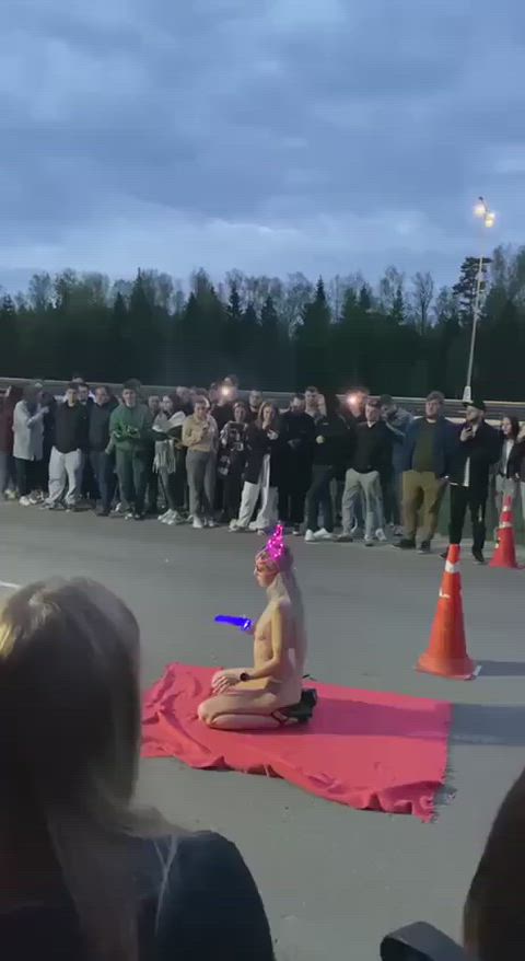 Giving a show to the crowd