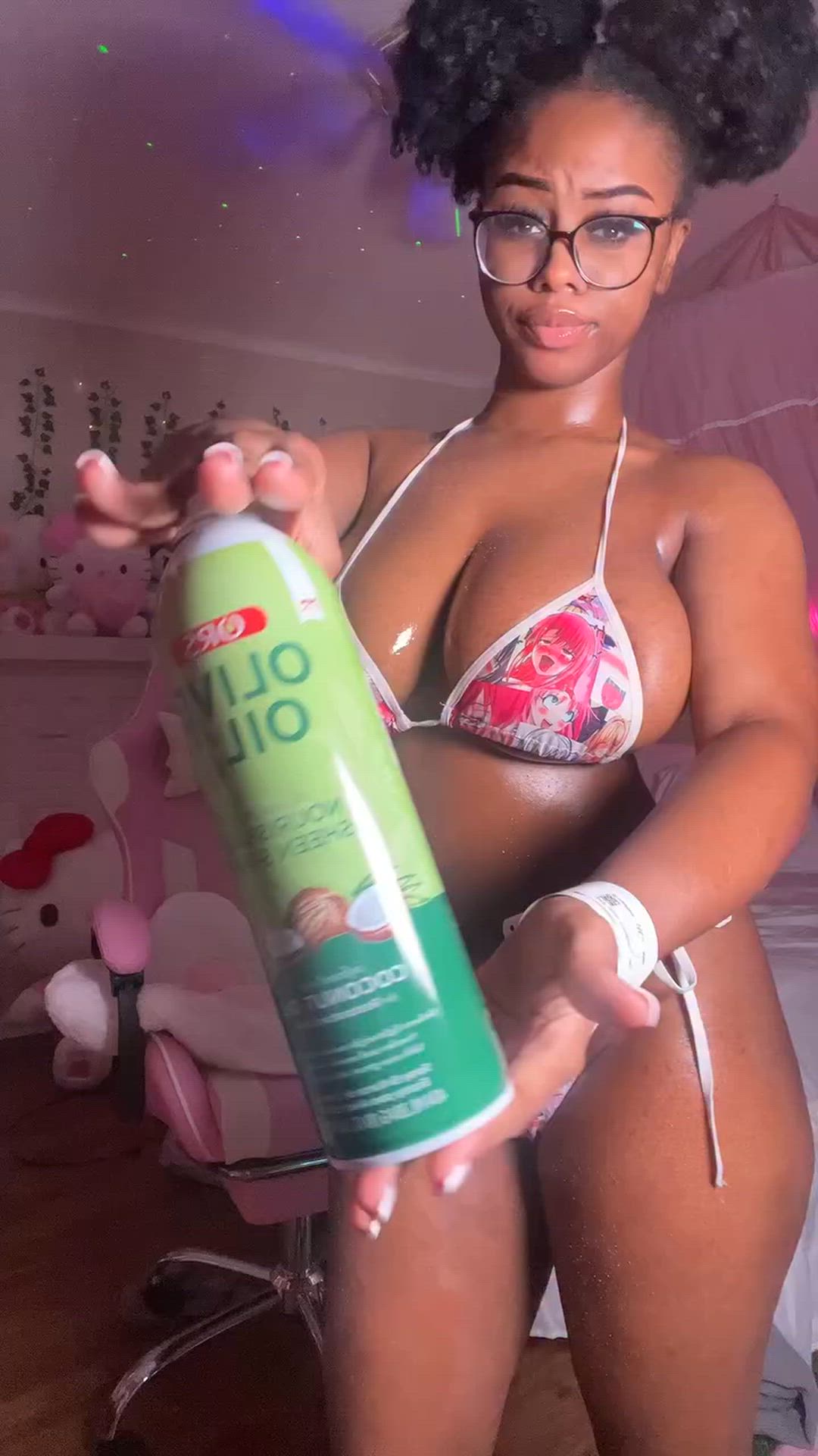 she oiled up for us