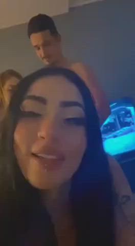 Babe Cuckold Cuckquean Doggystyle Latina Lesbian Screaming Sex Threesome Porn GIF by populardick