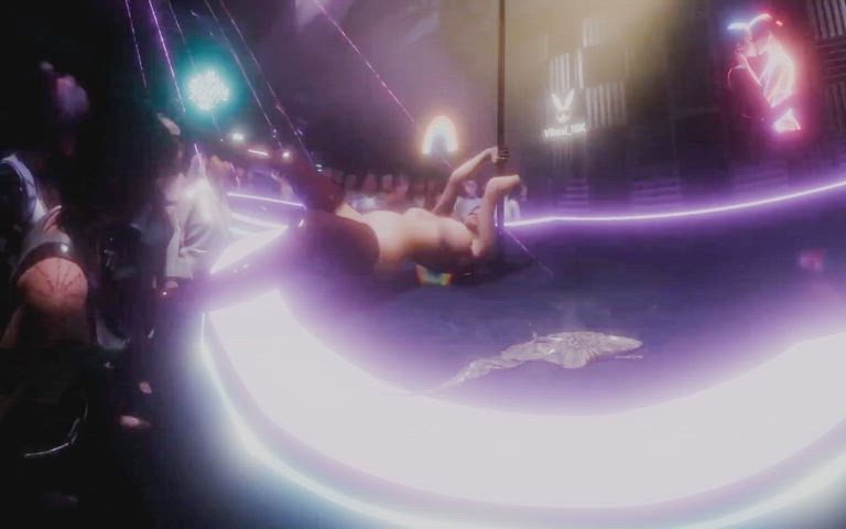 Evelyn Parker performing strip dance on pole (VReal_18K)