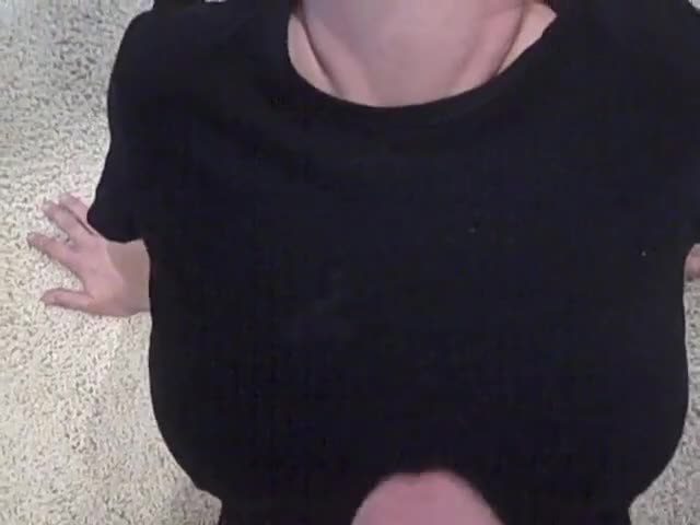 Amateur Gets Cum on Giant Tits in Black Shirt