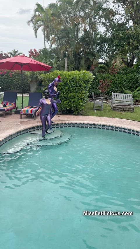 Ankle Socks Catsuit Latex Latex Gloves Mask OnlyFans Pool Rubber Socks Swimming Pool Porn GIF by missfetilicious