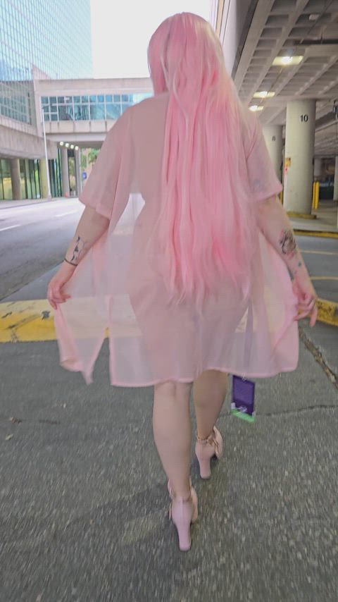 I wore a thong bikini cosplay on a public Street (f)