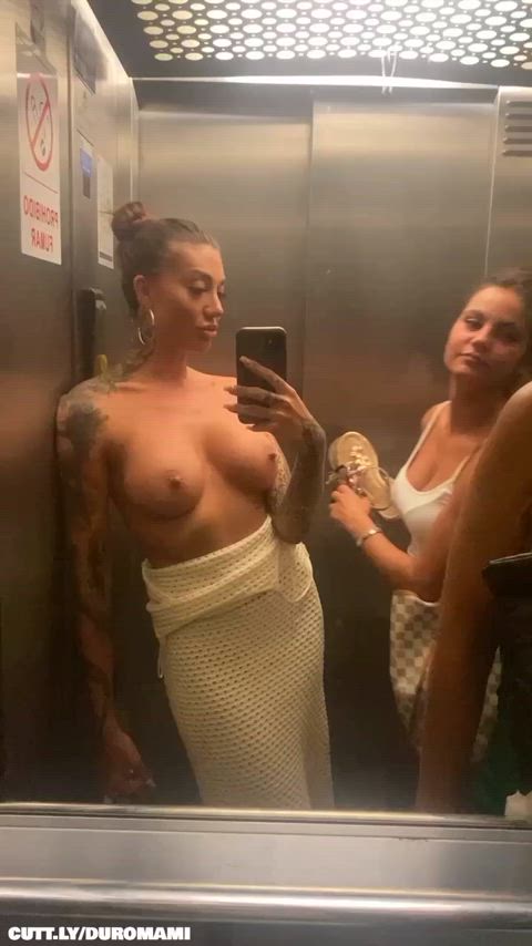 Amateur Big Tits Elevator Flashing Friends Girls Lesbians Public Topless r/NSFWFunny Porn GIF by duromami