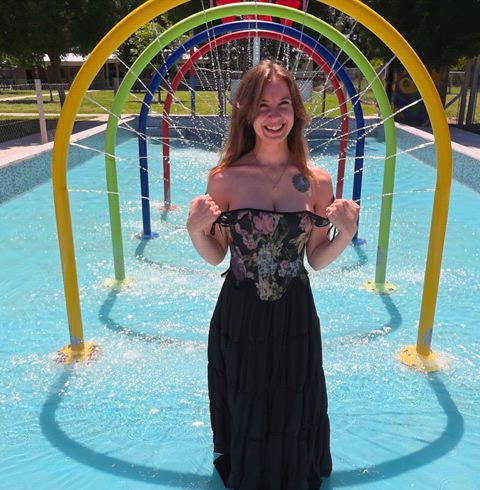 Topless at the water park