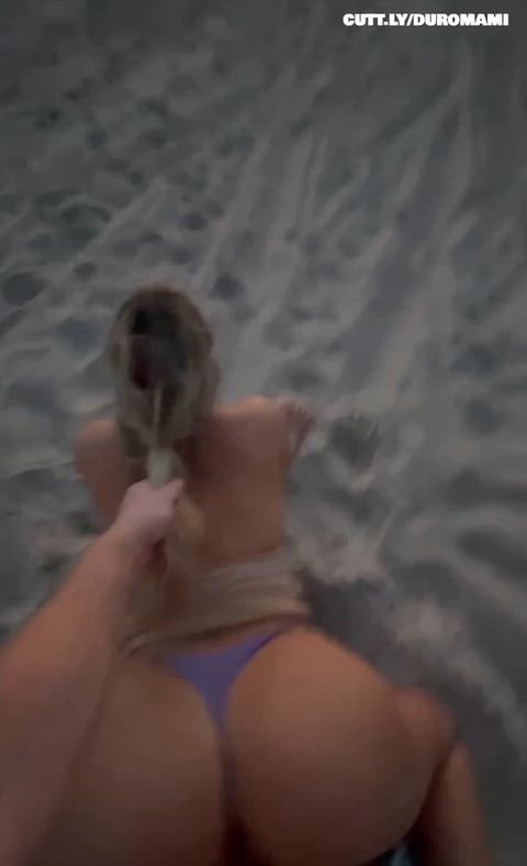Amateur Beach Big Ass Doggystyle Hair Pulling Public Real Couple Rough Thong Porn GIF by duromami
