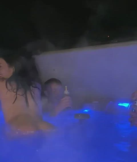 CMNF Naked and Fingered in Public Hot Tub