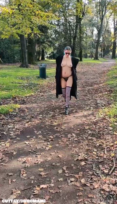 Amateur Boobs Exhibitionist Flashing Public Stockings Tits Topless Walking Porn GIF by duromami