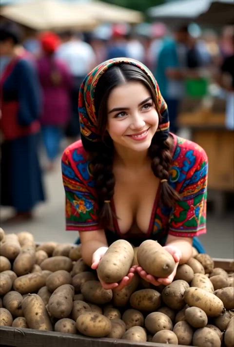 Sweet girl fuck in potato marketplatz