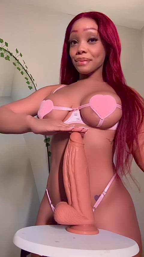 Riding big veiny dildo while plugged = best combo 😍🍆