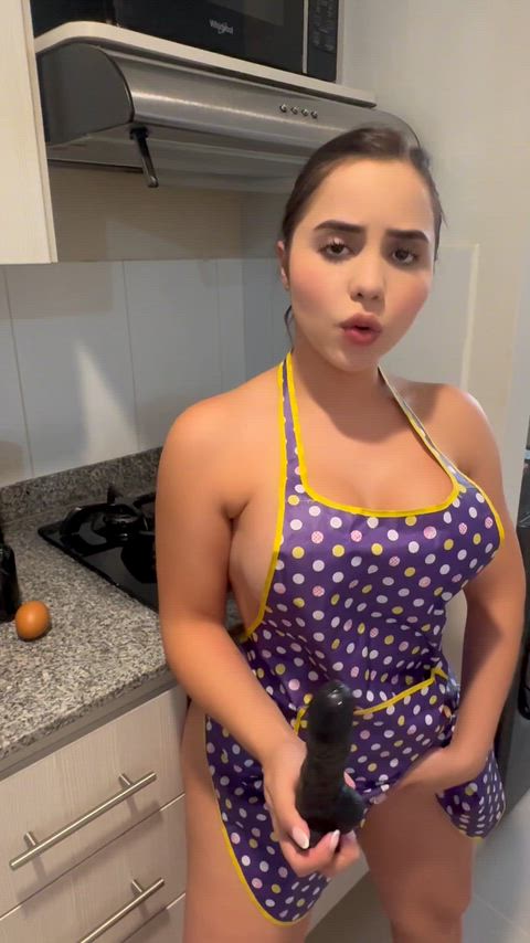 Amateur Big Tits CamSoda Fetish Kitchen Latina Masturbating NSFW Solo Teen Porn GIF by gabyferrer1
