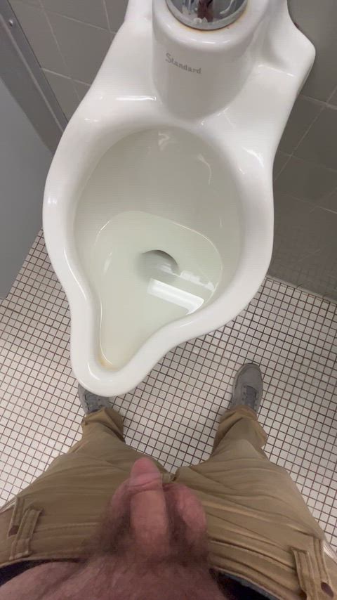 Amateur Cock Peeing at Public Toilet