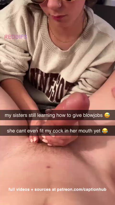 teaching my sis how to suck cock.. 🤣
