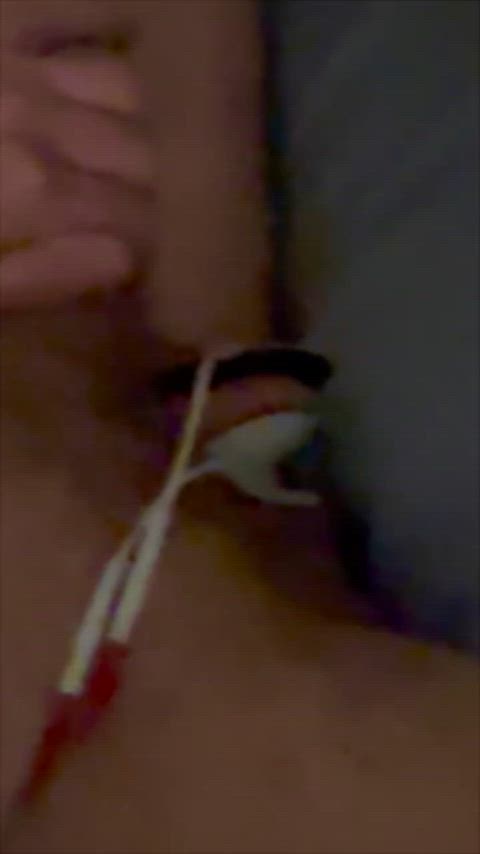 Painful long estim orgasm.