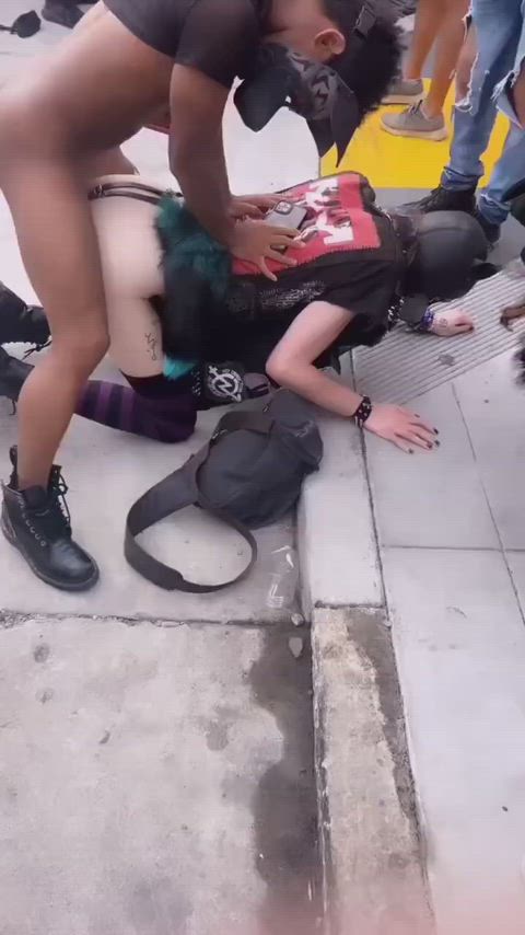 Wife takes bbc in public
