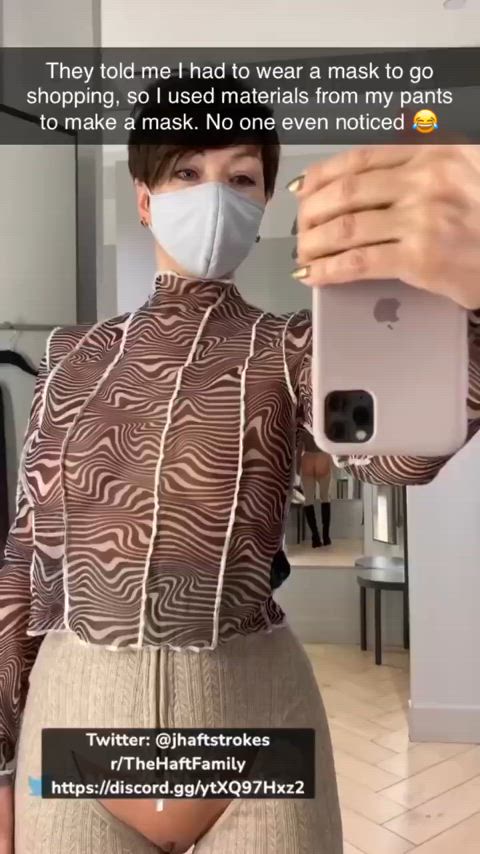 Lada makes a mask out of her pants