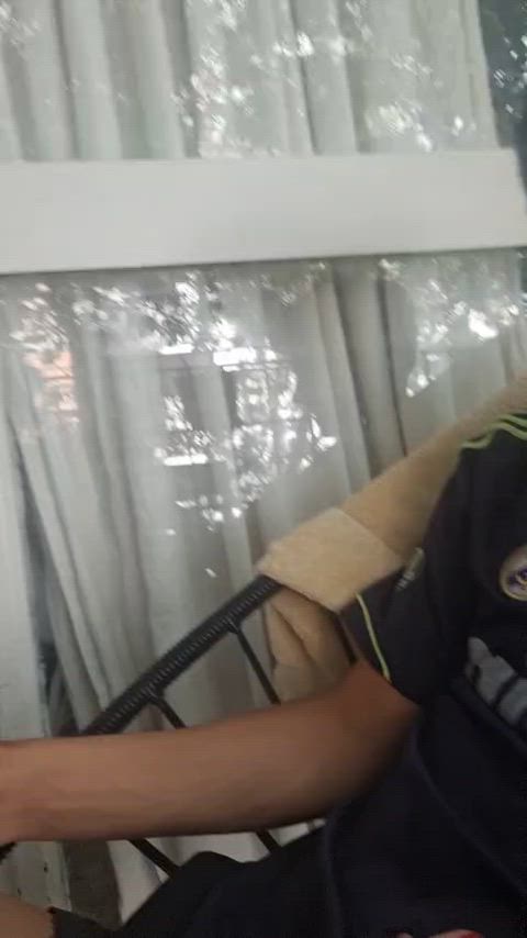 Masturbating on the balcony