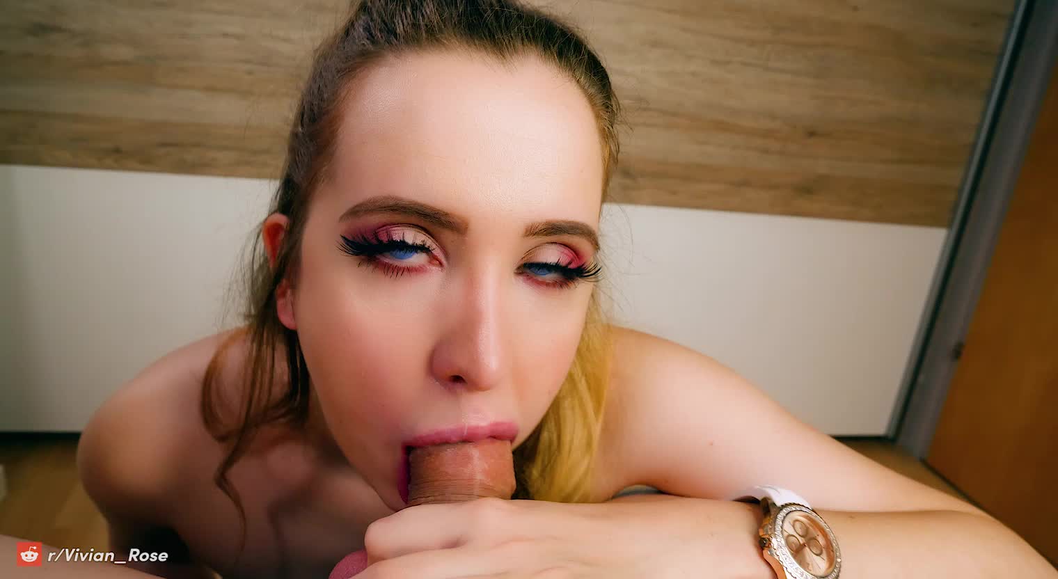 Balls deep gagging and spitting on cock