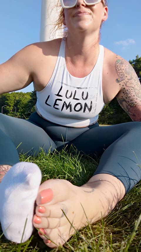Public doesn't stop me! Especially when my feet needed some love after that workout. thumbnail