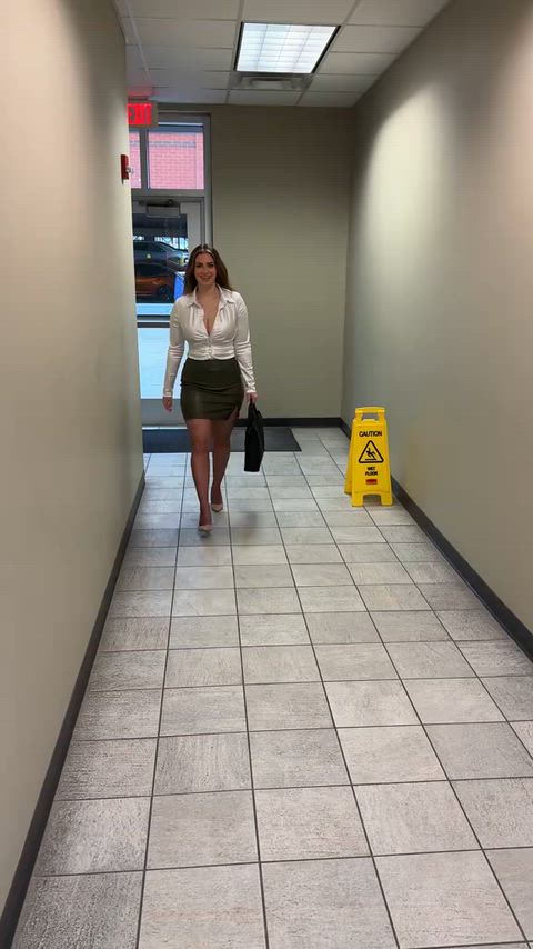 Leather pencil skirt... and it's holding on for dear life