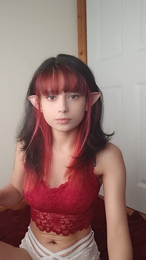 Cute alt elf petite teen giving some love to her tiny feet thumbnail