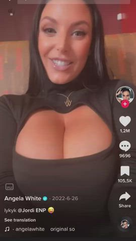 Angela White Big Tits Cumshot Jiggling MILF Natural Tits Pornstar TikTok Porn GIF by mollatare