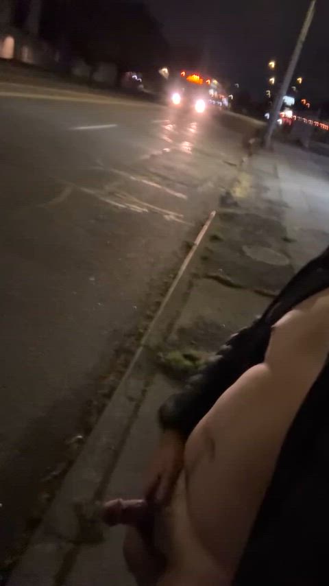 Showing off to the passing bus