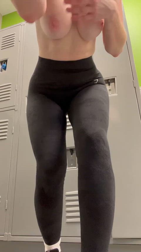 Too hot and sweaty in the locker room to keep my hands off