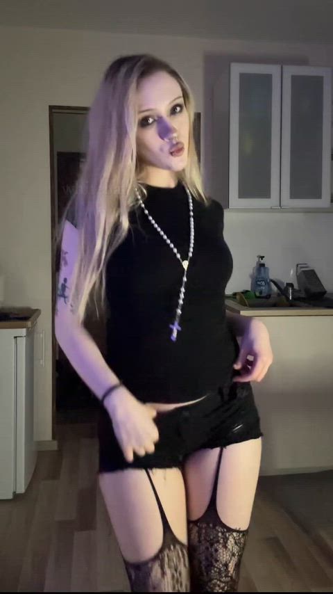 Babe Blonde Egirl Goth Natural Tits Strip Stripping Striptease TikTok Undressing Porn GIF by whitebat