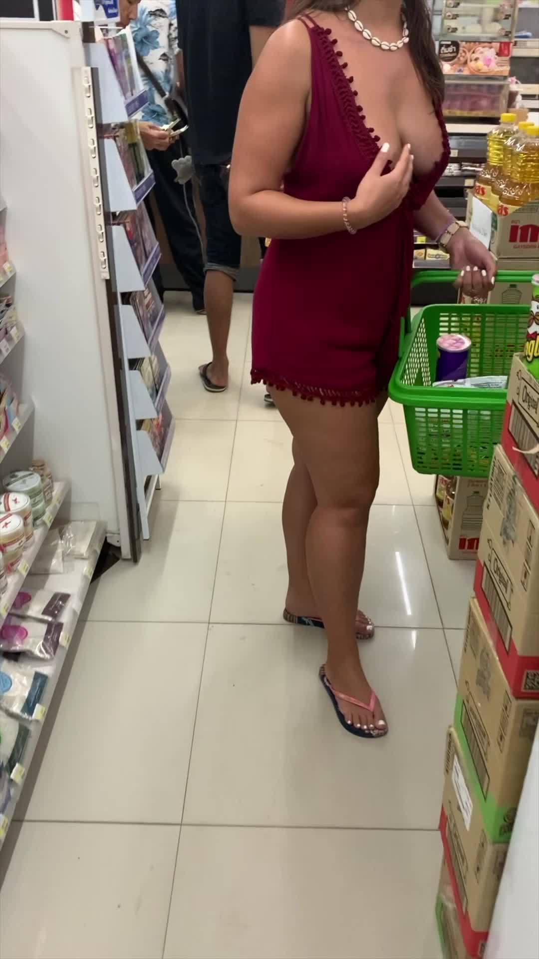 I was so shy while showing my nip at the grocery store
